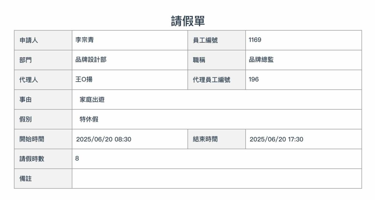 簡易請假單